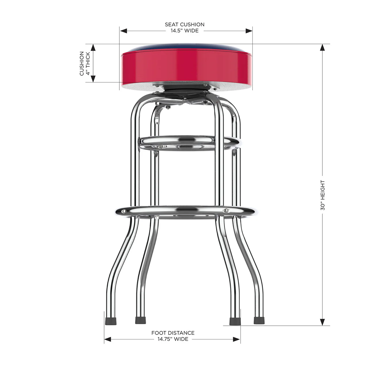 Atlanta Braves Bar Stool Chrome - Image 2
