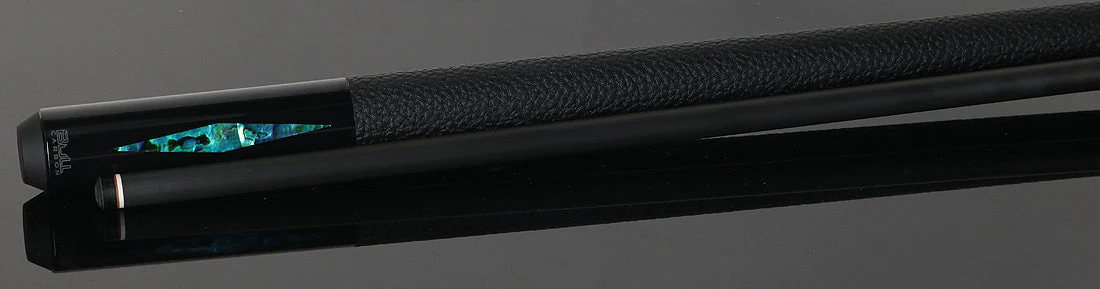 Bull Carbon Blue Stained Maple with Blue Genuine Shell Inlays Play Cue with Textured Leather Wrap - Image 3