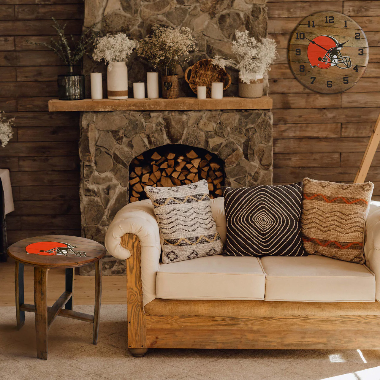 Cleveland Browns Oak Barrel Table - Image 3