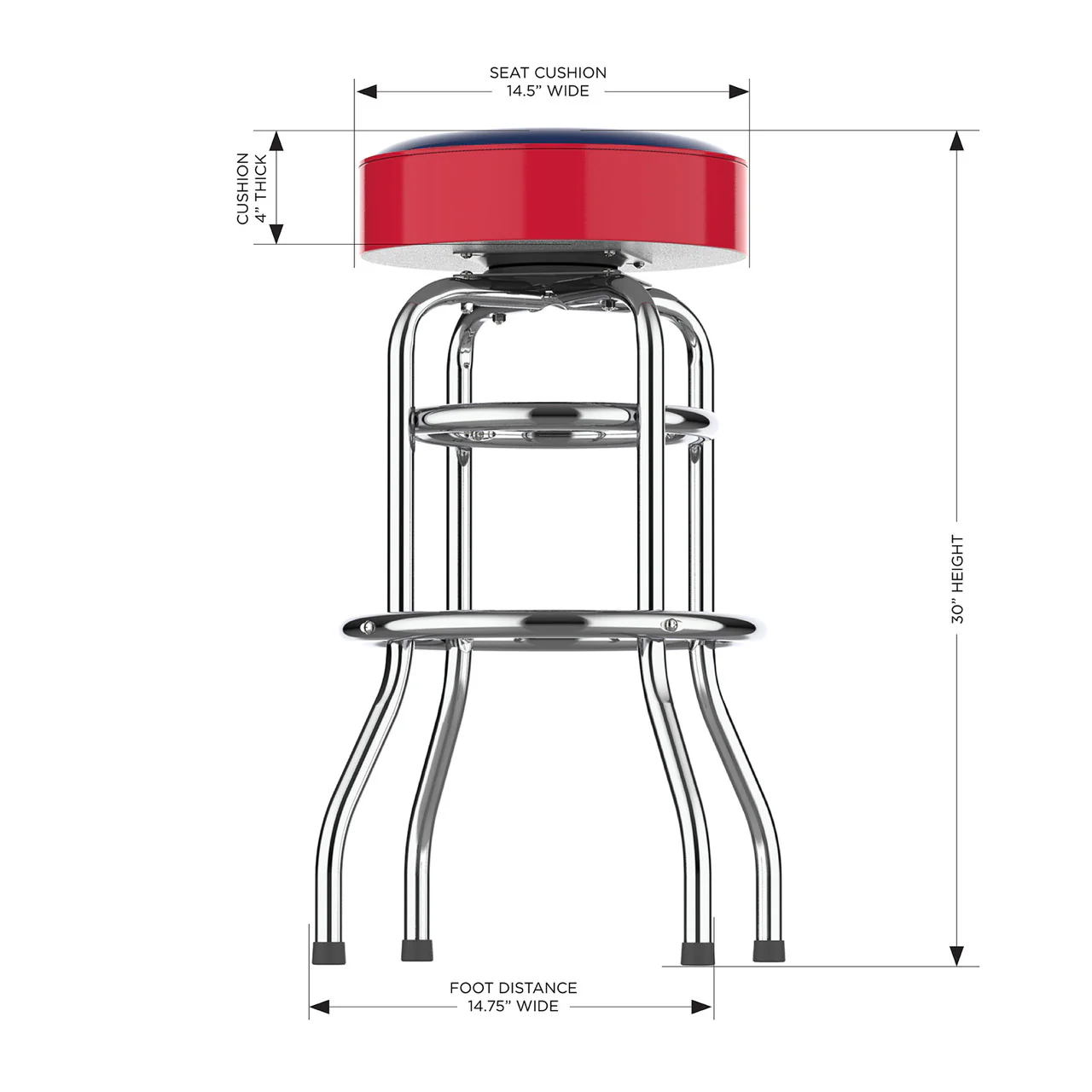 Cleveland Guardians Bar Stool Chrome - Image 3