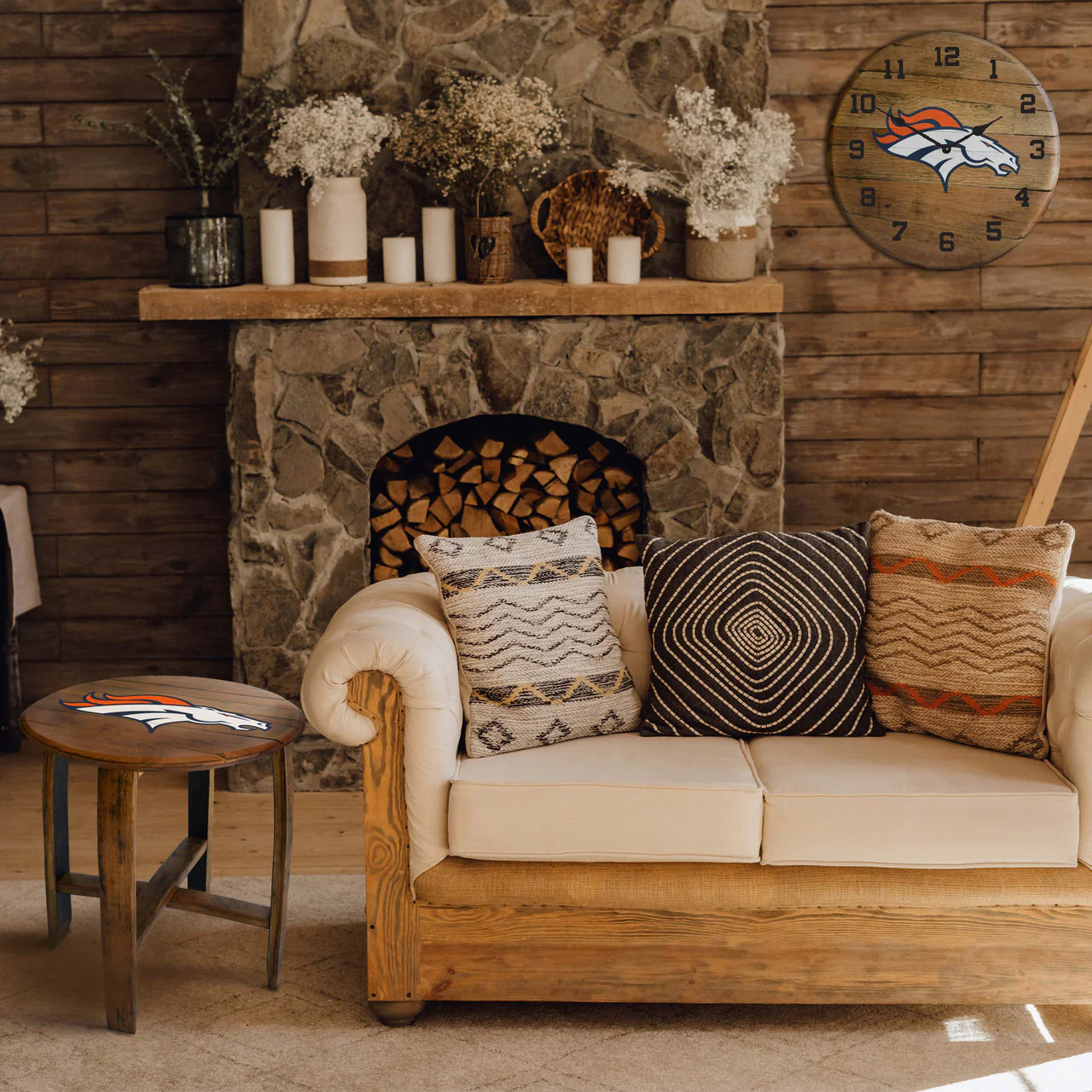 Denver Broncos Oak Barrel Table - Image 3