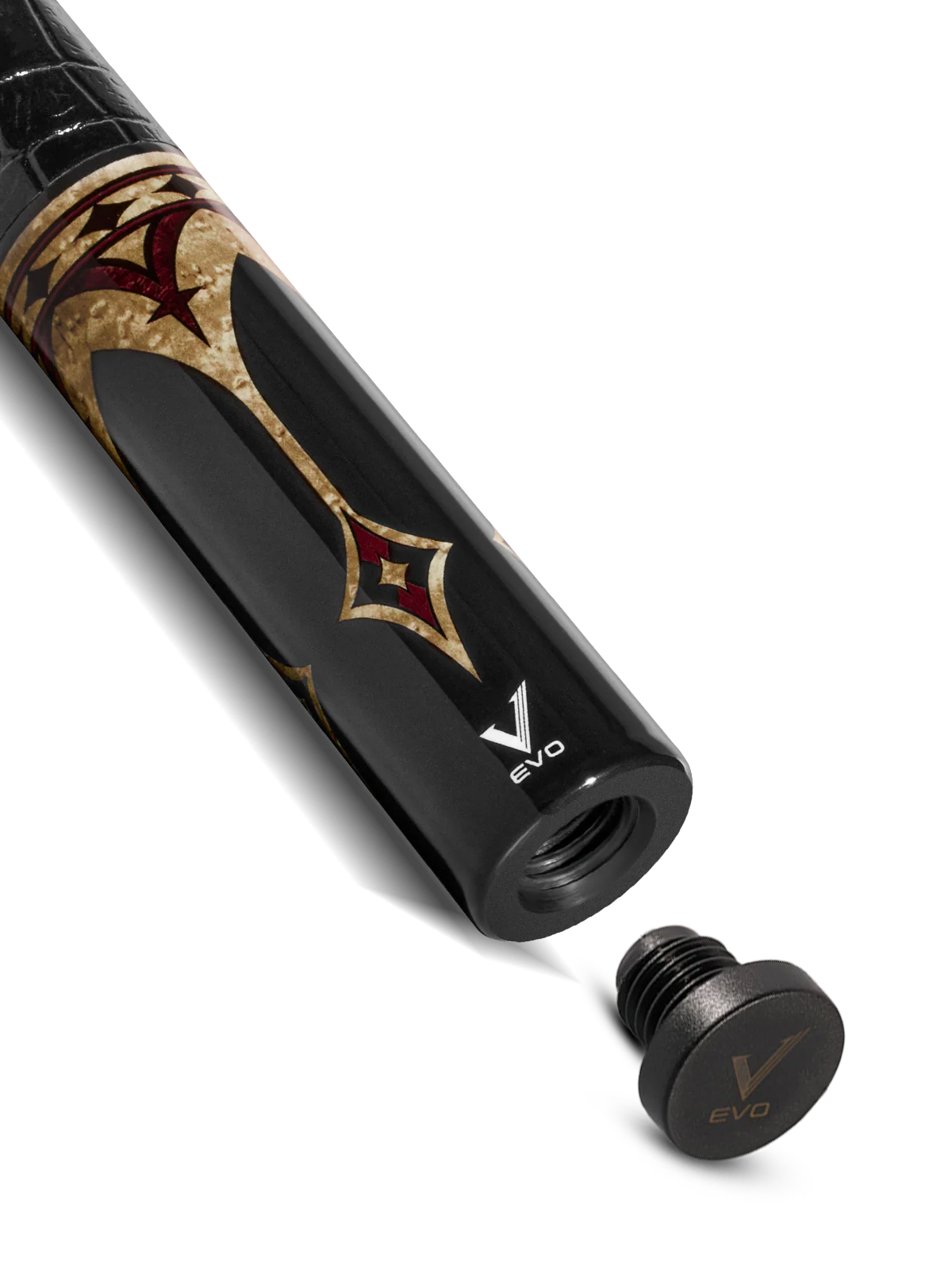 EVO Crown Royal Black Pool Cue with Black Crocodile Wrap - Image 6