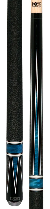 K2 Pool Cue - Black/Grey/Blue 4 Point Graphic with 12.50mm LD Shaft - Image 3