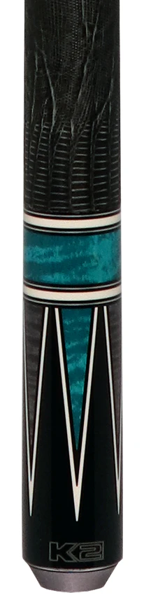 K2 KL190TL Black/Grey/Teal 4 Point Graphic Pool Cue with 11.75mm LD Shaft - Image 2