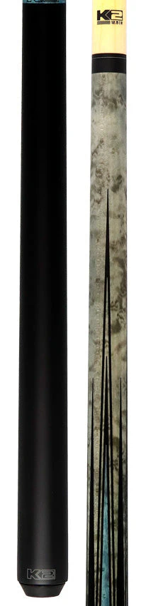 K2 KLLE1N No Wrap Graphic Pool Cue - Matte Gray-Stained Maple and Blue Points with 12.50mm LD Shaft - Image 3