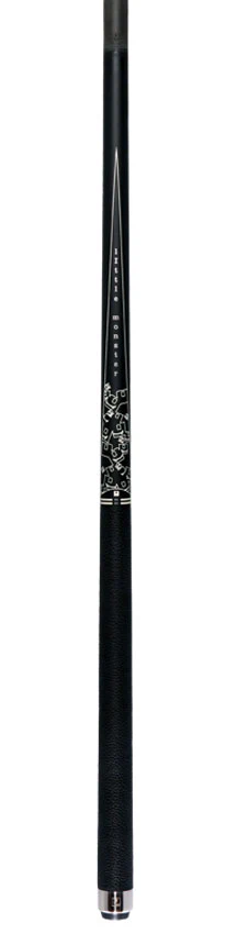 Little Monster Matte Black with 2 White Points Graphics Play Cue with Leather Wrap and Carbon Fiber Shaft - Image 4