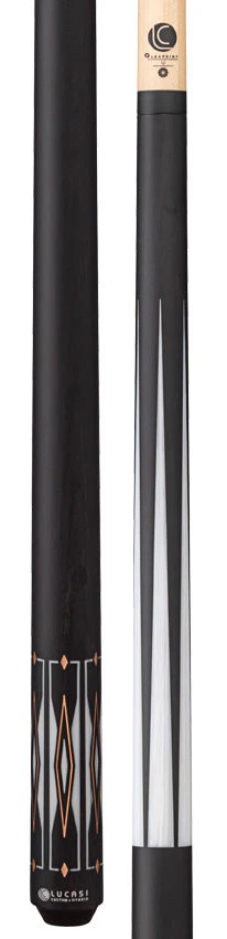 Lucasi Hybrid LHF71 Wrapless Pool Cue - Matte Charcoal and Imitation Bone with Rose Gold Accent Inlays - Image 3