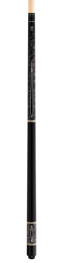 Lucky L54 Pool Cue - Gray Burl Wood with Black Points Graphic and Textured Leather Wrap - Image 4