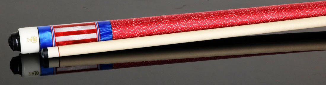 McDermott G208C4 Cue of the Month with G-Core Shaft - Blue Stained Birdseye Maple with Red/White/Blue Inlays - Image 3