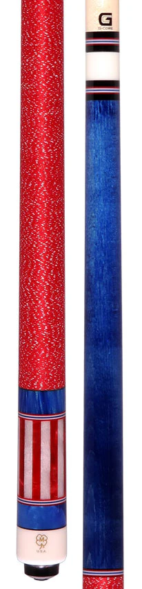 McDermott G208C4 Cue of the Month with G-Core Shaft - Blue Stained Birdseye Maple with Red/White/Blue Inlays - Image 5