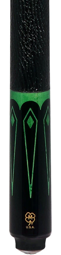 McDermott Select Series Black Urethane with Green-Stained Maple Points Pool Cue and Defy Carbon Fiber Shaft - Image 2