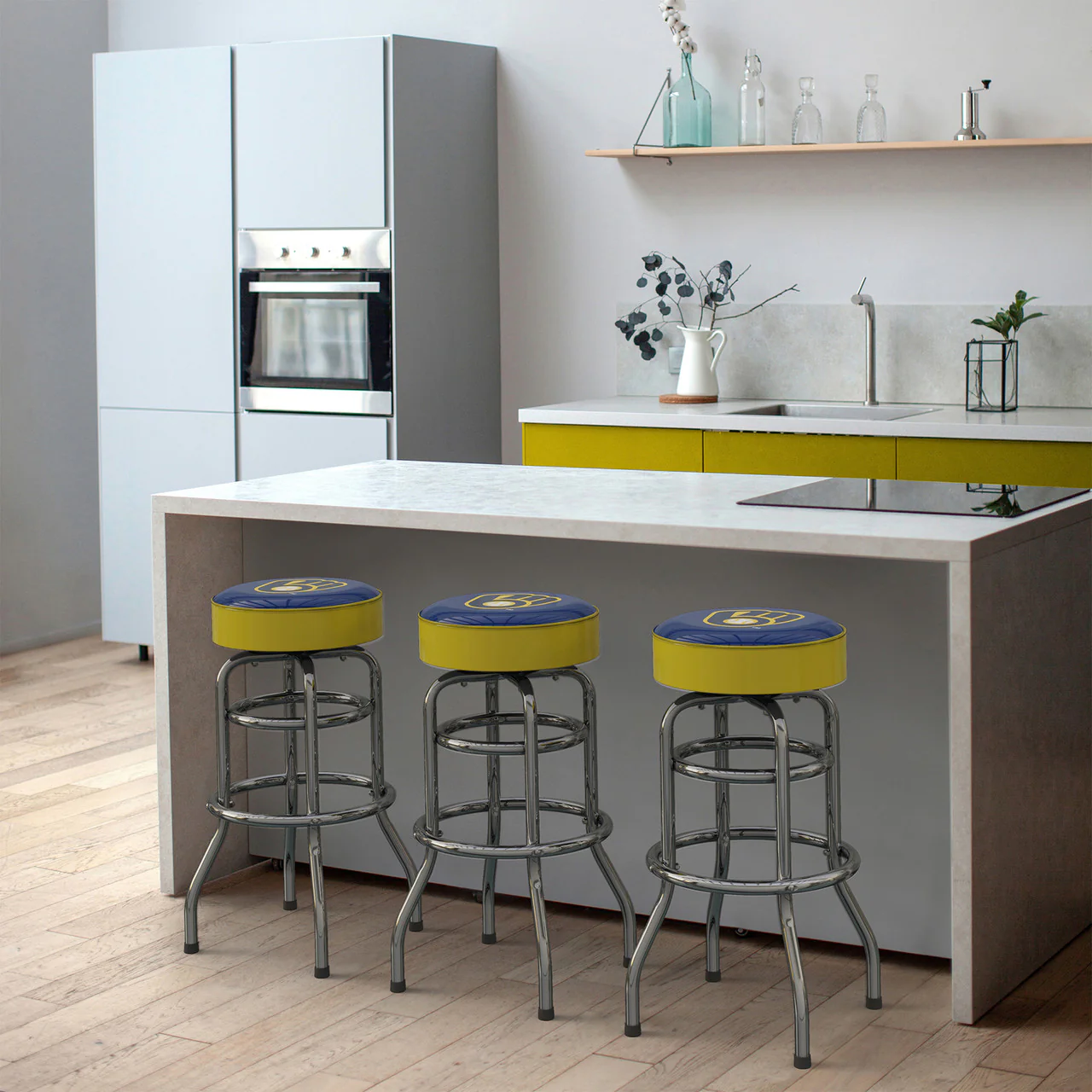 Milwaukee Brewers Bar Stool Chrome - Image 6