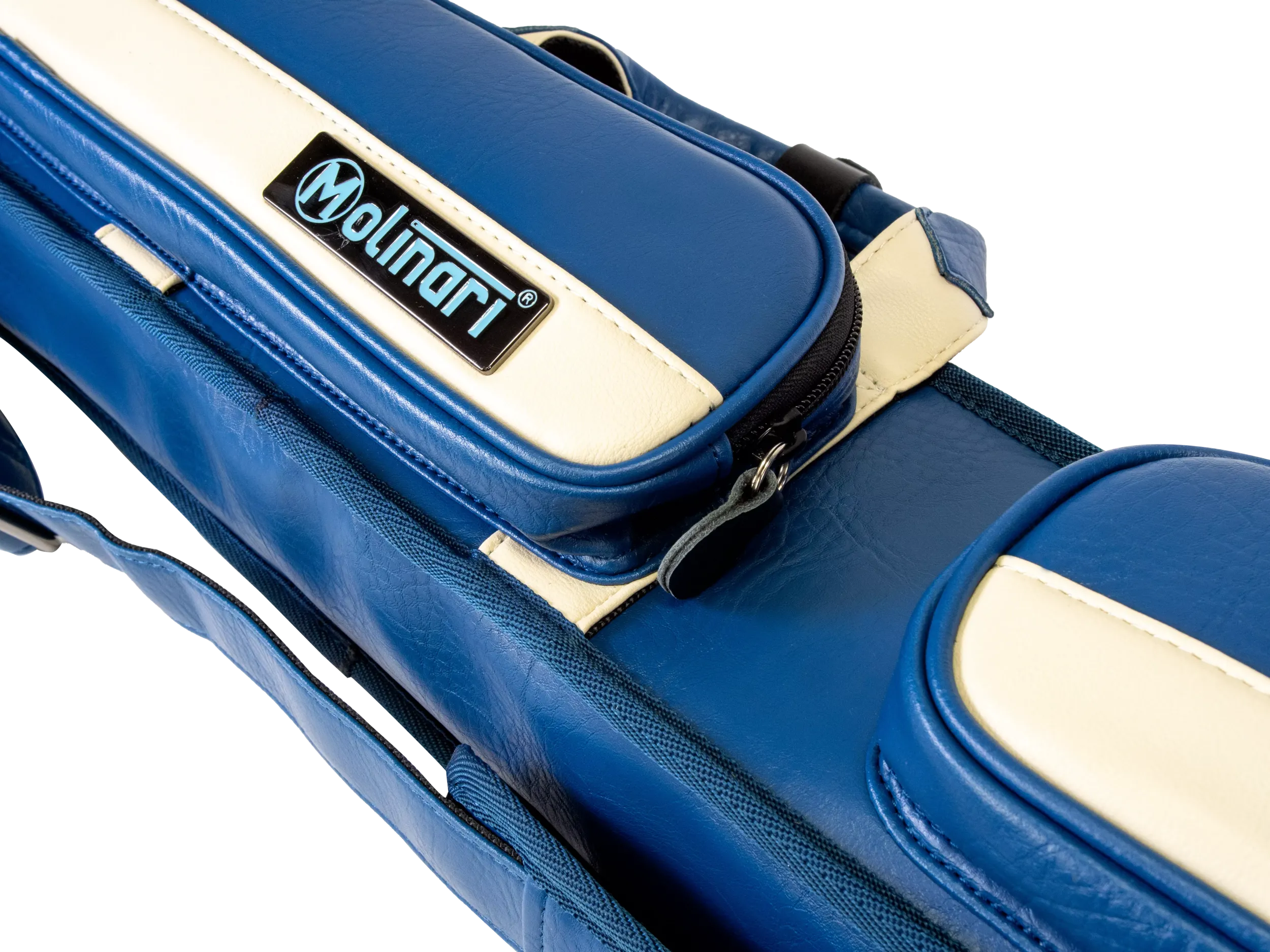 Molinari Classic Butterfly 2x4 Soft Cue Case - Blue / Beige - Image 10