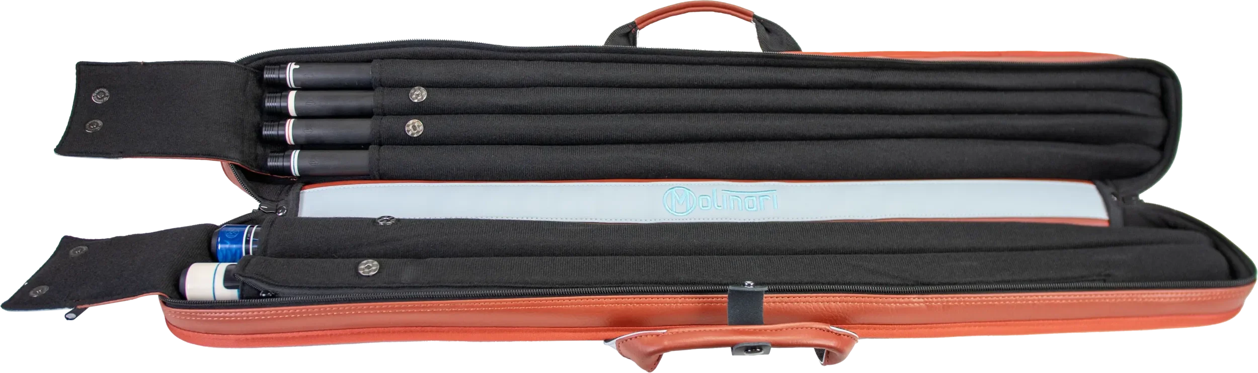 Molinari Classic Butterfly 2x4 Soft Cue Case - Brown / Light Blue - Image 7