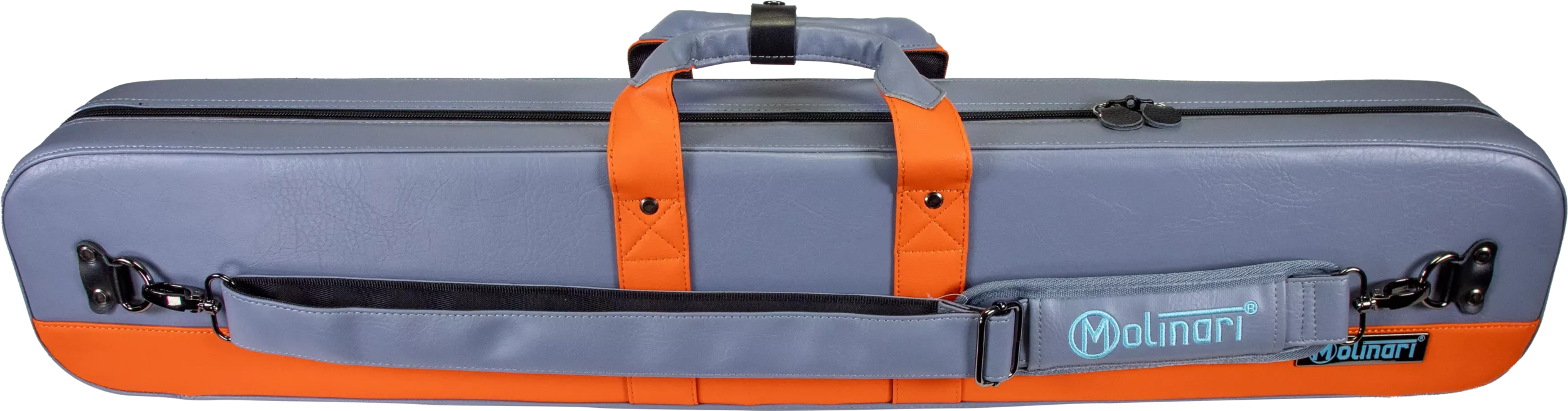 Molinari Flat Butterfly 3x6 Hard Cue Case - Gray / Orange - Image 3