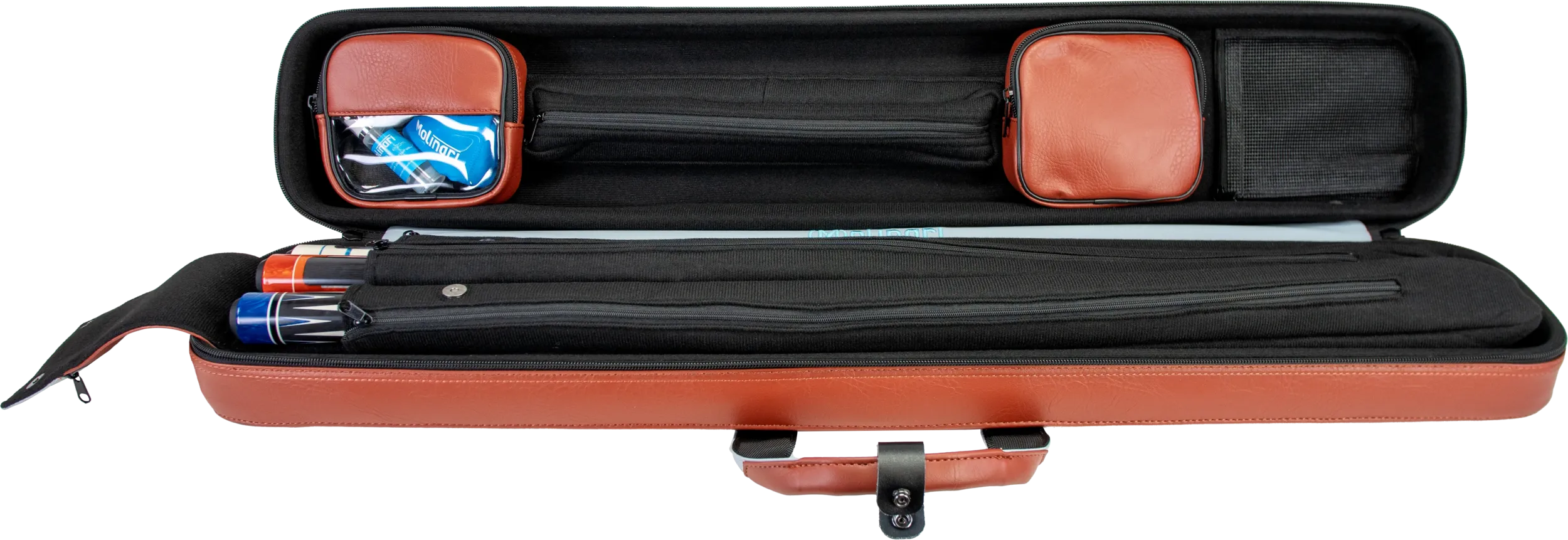Molinari Flat Butterfly 3x6 Hard Cue Case - Brown / Light Blue - Image 8