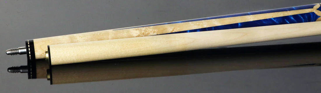 J Pechauer JP15T JP T Series No Wrap Pool Cue - Figured Maple with Blue Pearl Inlays - Image 4