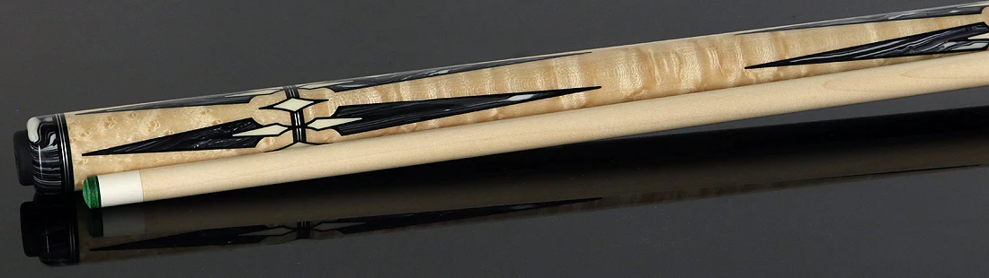 J Pechauer P22R Pro R Series No Wrap Pool Cue - No-Stained Maple with Black and White Malachite Points - Image 3