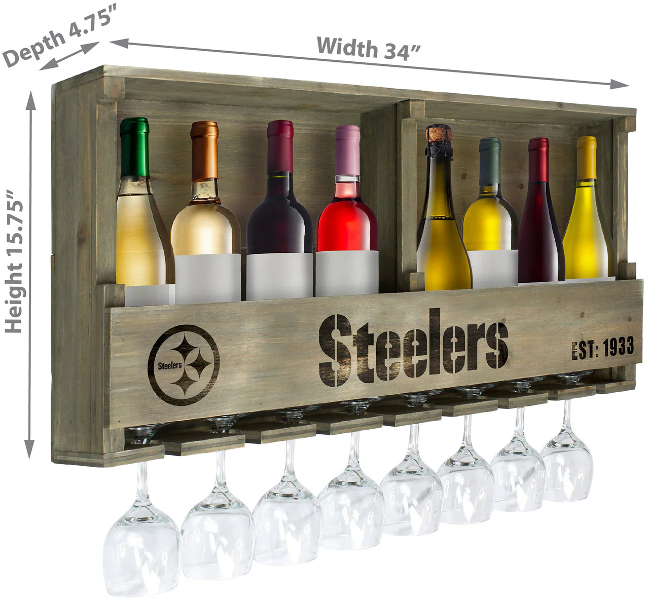 Pittsburgh Steelers Bar Shelf Reclaimed Wood - Image 3