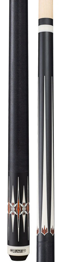Players HC21 Energy Series Pool Cue with Black Linen Wrap - Matte Black with White and Cocobolo Graphic - Image 3