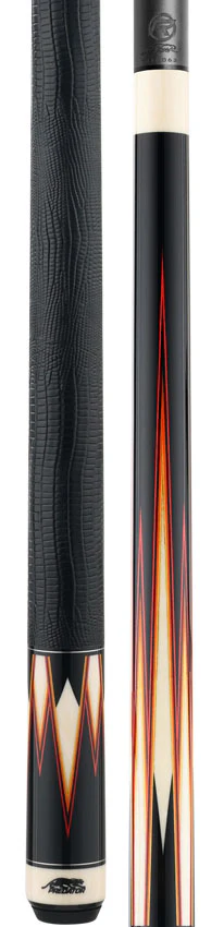 Predator Truesplice 16 Ebony Forearm with Red, Orange and Yellow Veneers Pool Cue with Lizard Wrap - Radial - Image 3