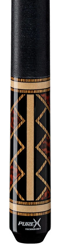 Pure X Midnight Black and Natural Maple with Bocote and Thuya Burl Graphic Pool Cue with Linen Wrap - Image 2
