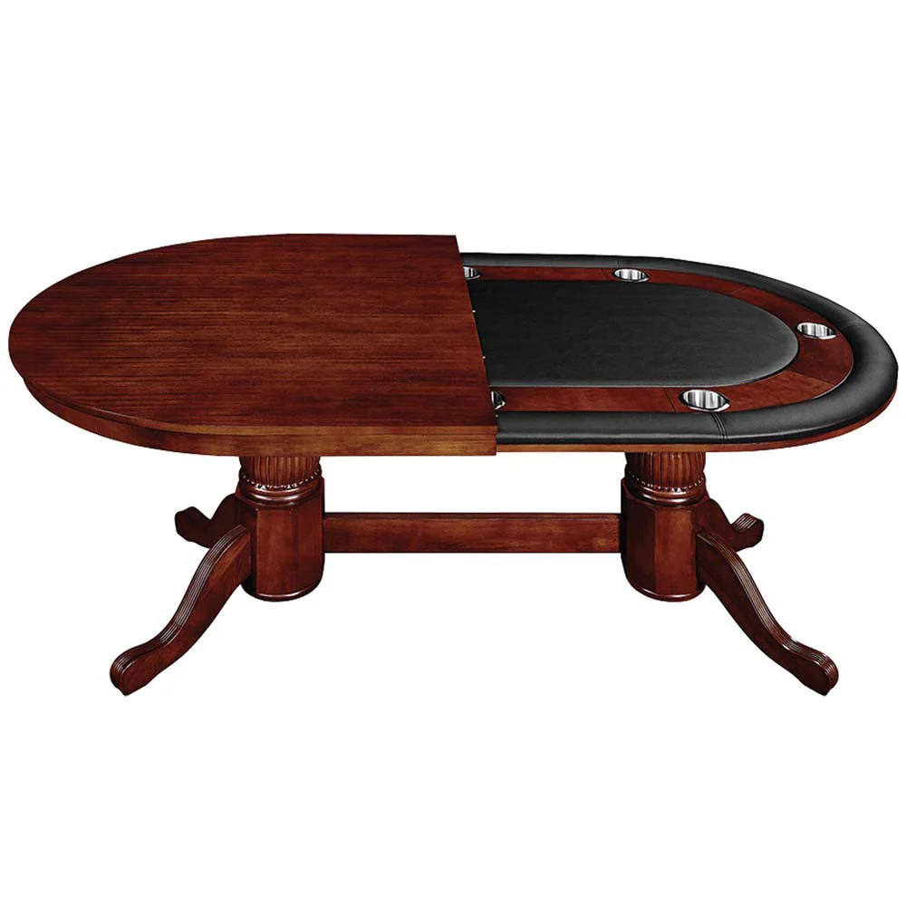 Ram Gameroom Poker Table with Dining Top 84" English Tudor - Image 3