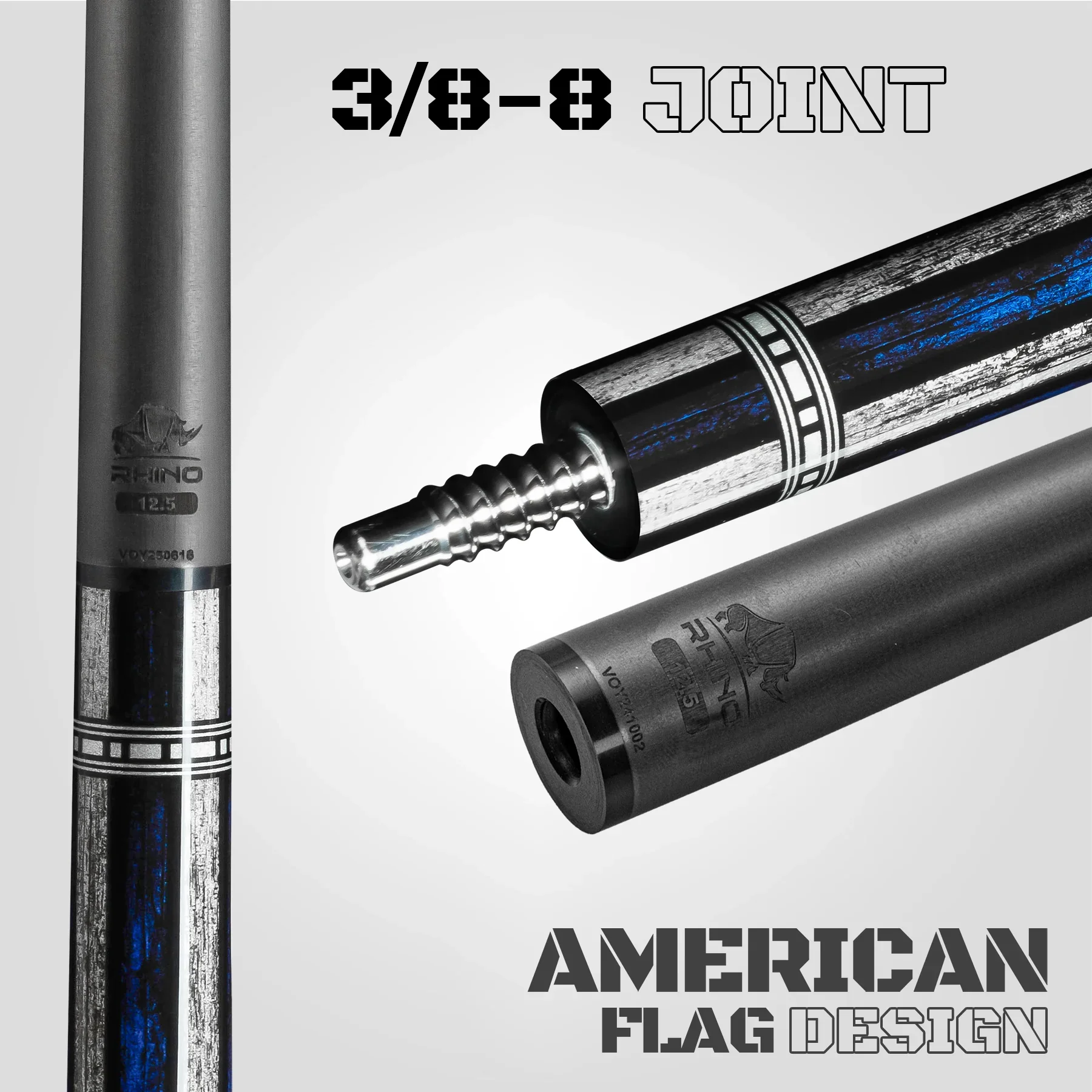 Rhino RCVOYALLSTAR Voyager Series All Star Carbon Pool Stick - No Wrap with 12.5mm Carbon Shaft - Image 7