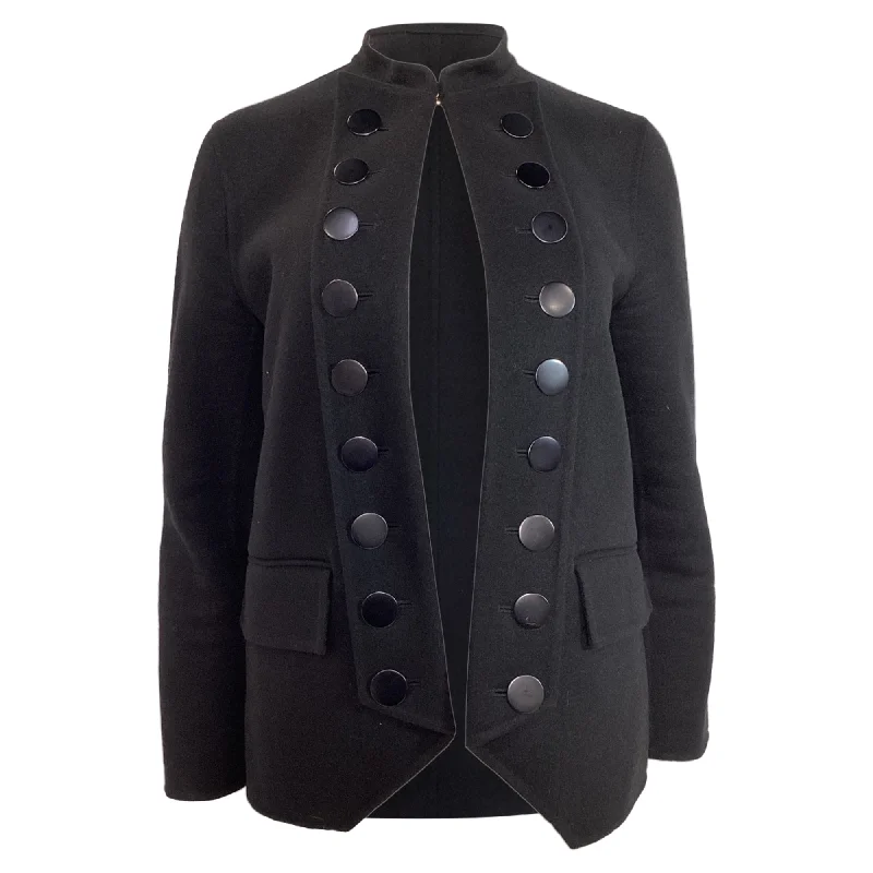 Burberry Prorsum Military Style Peacoat in Black Cashmere