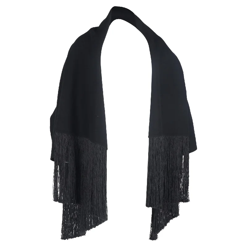 Totême Fringed Scarf Jacket in Black Wool